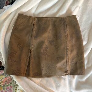 Lulu's Brown Floral Jacquard Mini Skirt